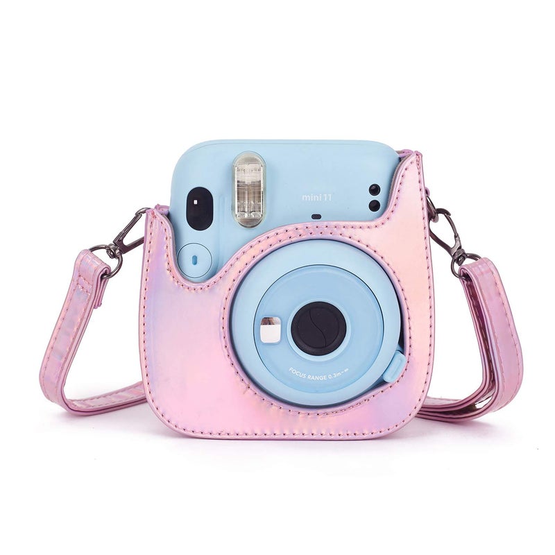 Phetium Instant mini 12 Camera Protective Case Compatible with Instax Mini 12 11,PU Leather Bag with Pocket and Adjustable Shoulder Strap (Magic Pink) - Image 4